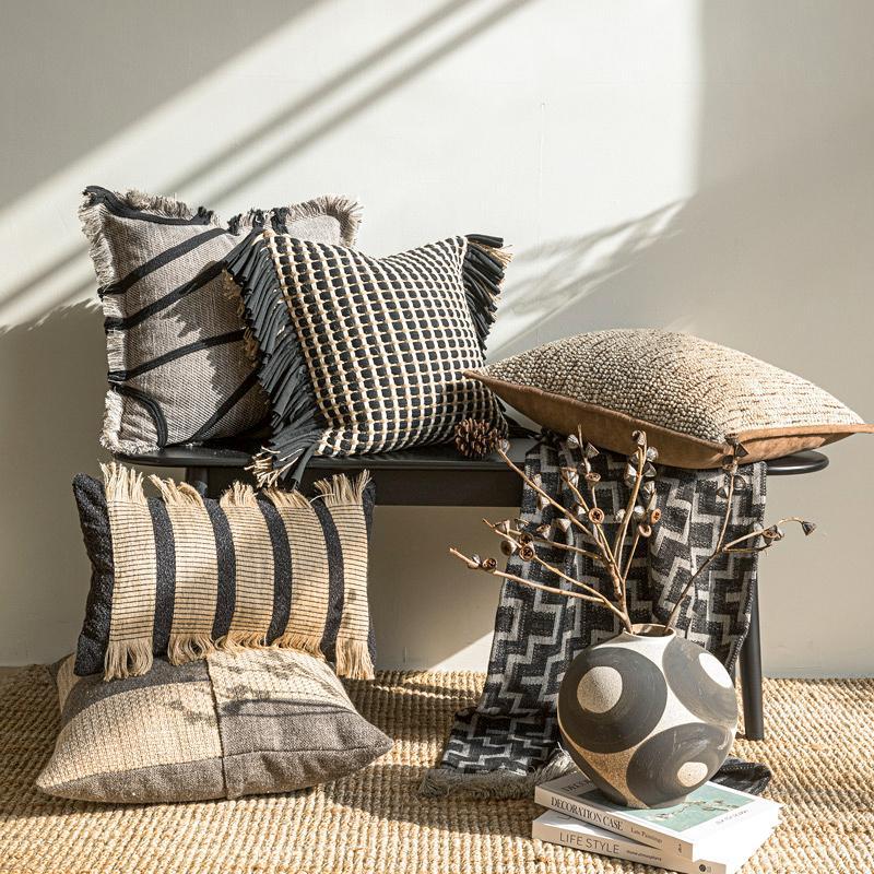 Textured Throw Natural - Funda de Cojín Tejida Gruesa de