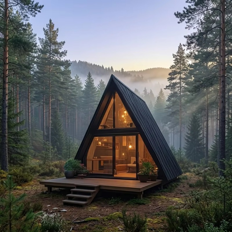Engineering And Interior Design - Cabaña Vacacional Triangular Premium con Estructura