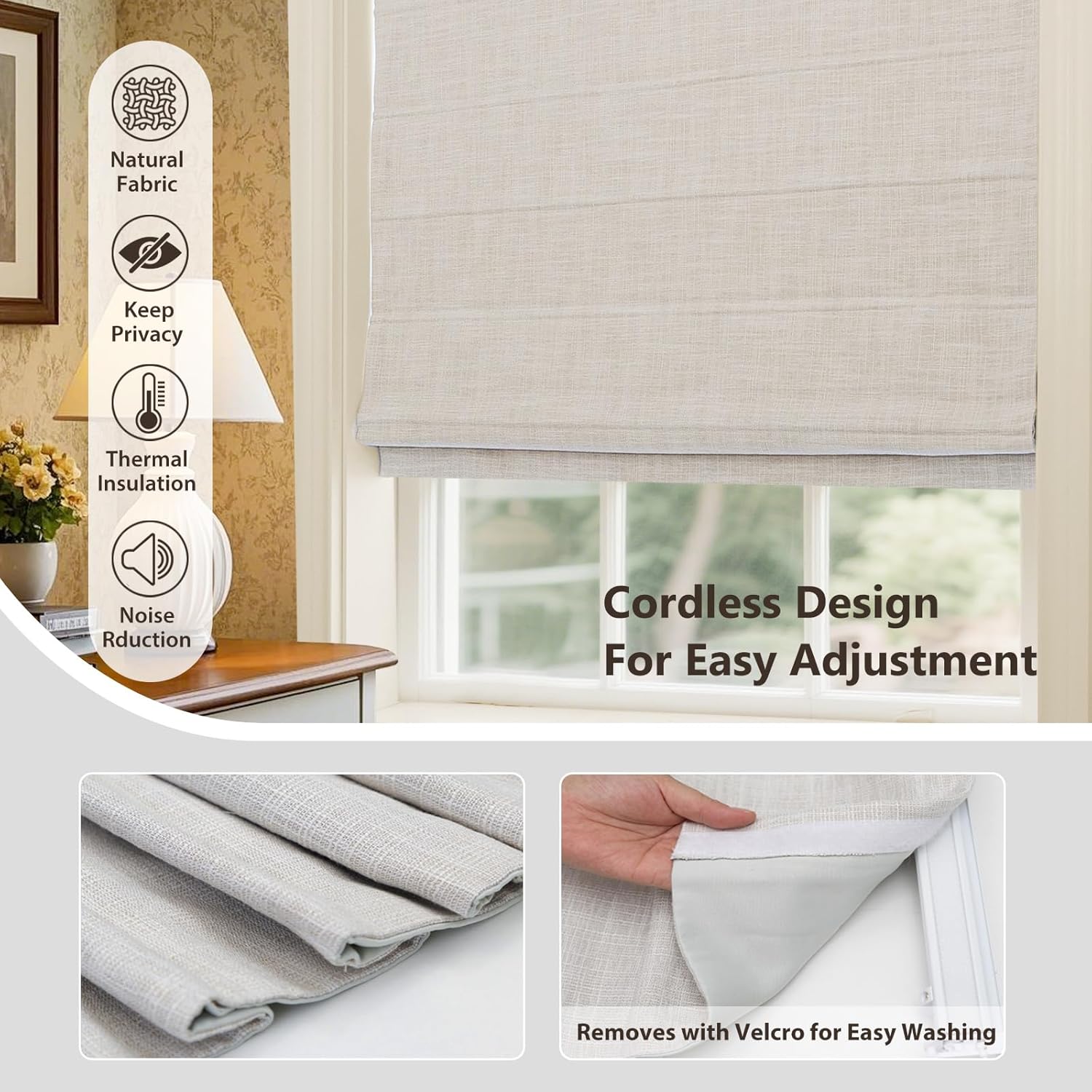 Persianas romanas de control d - Linen Roller Blind reseña y precio