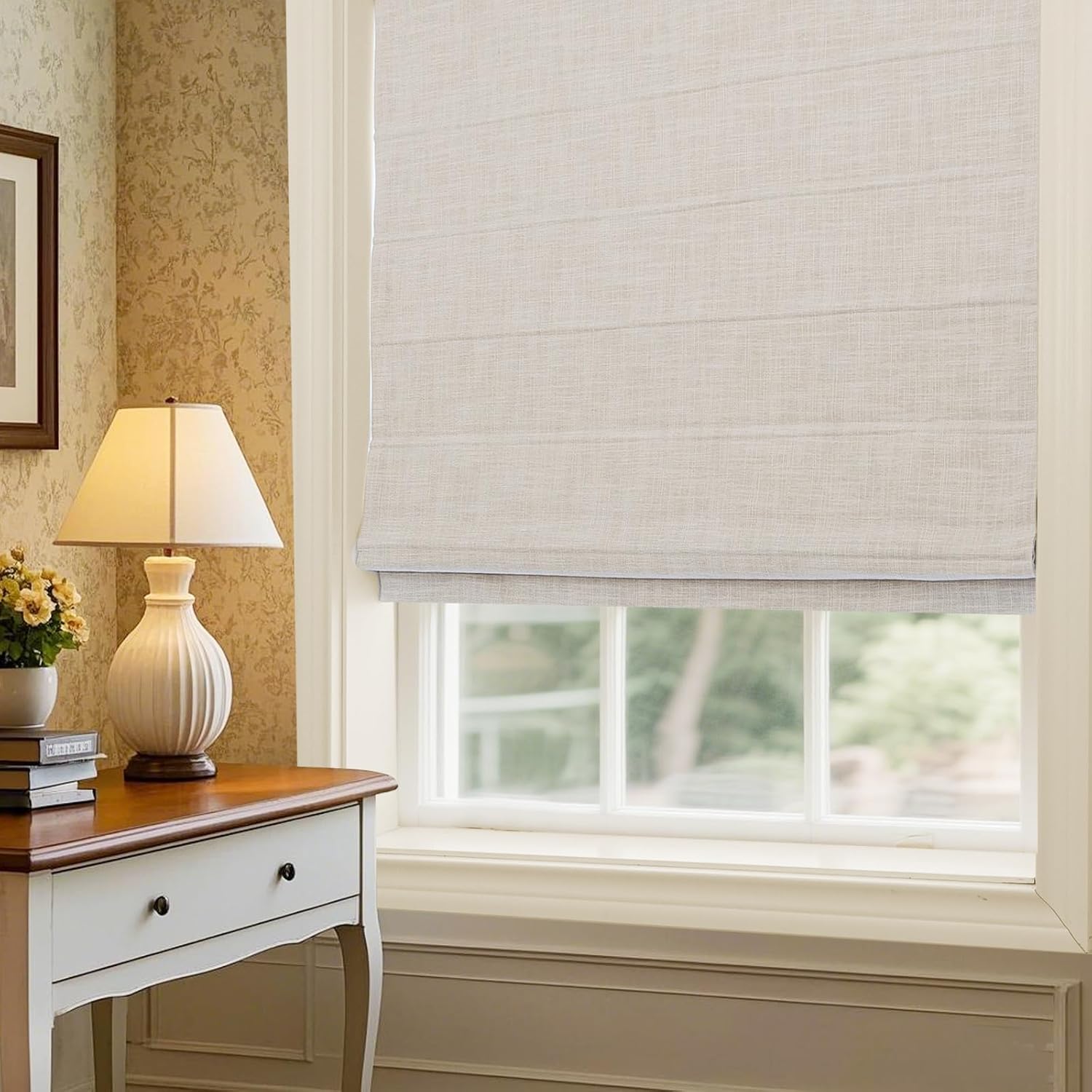Persianas romanas de control d - Linen Roller Blind reseña y precio